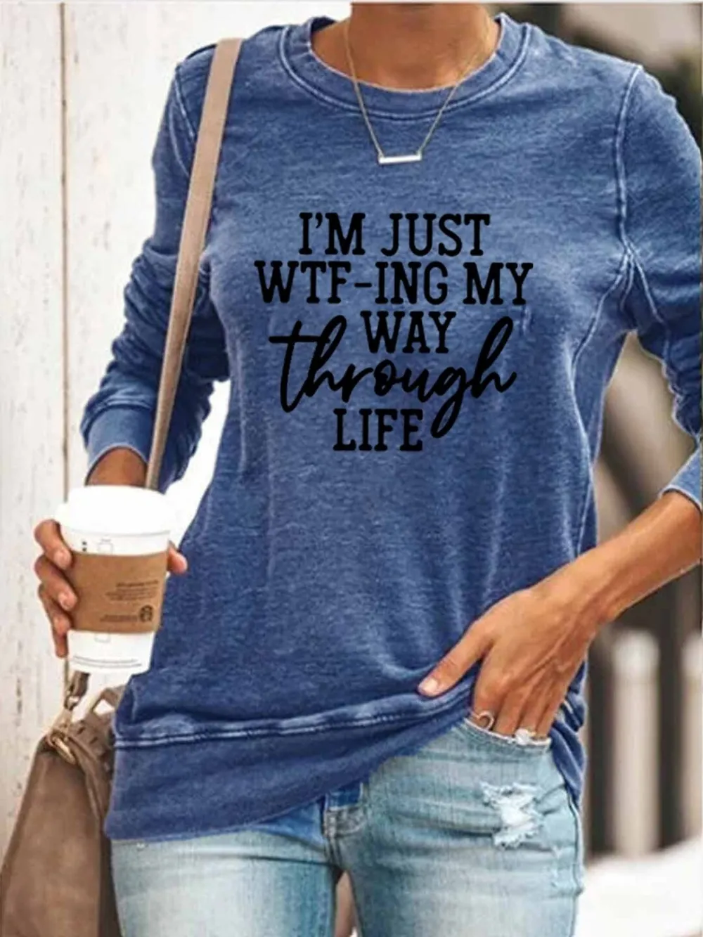 Women's WTFing My Way Through Life casual round neck T-shirt