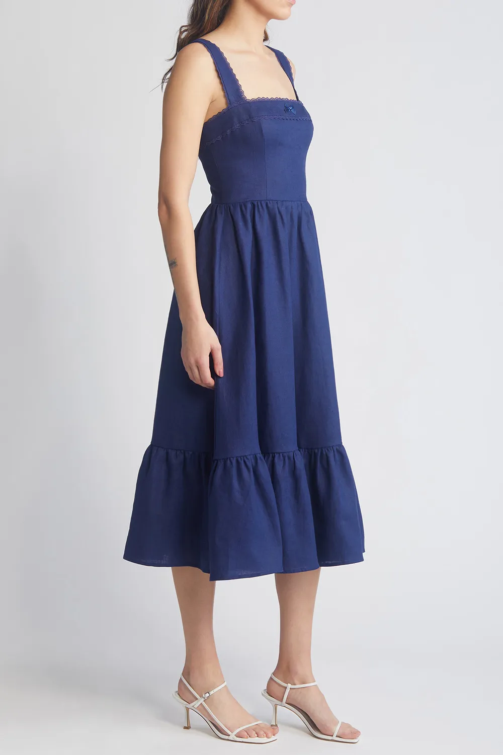 Rowen Ruffle Hem Sleeveless Linen Dress