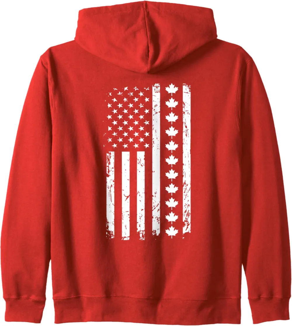 51st State Flag of America Oh Canada Welcome Maple Leaf Zip Hoodie