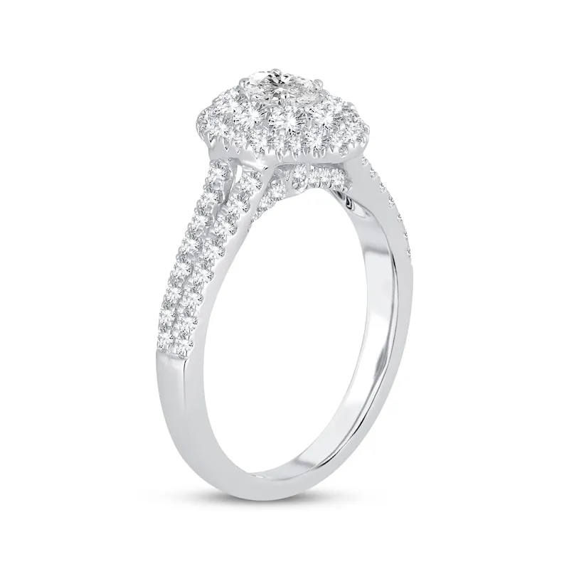 Diamond Engagement Ring 1 ct tw Oval & Round-cut 14K White Gold