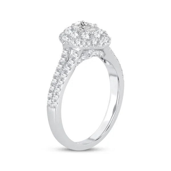 Diamond Engagement Ring 1 ct tw Oval & Round-cut 14K White Gold