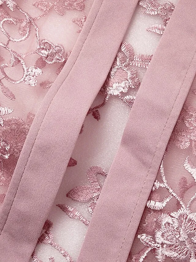 Women's Lace Dress Dress Set Two Piece Dress Midi Dress Pink Half Sleeve Pure Color Mesh Summer Spring Fall Crew Neck Fashion Office Wedding Guest 2023 S M L XL XXL 3XL