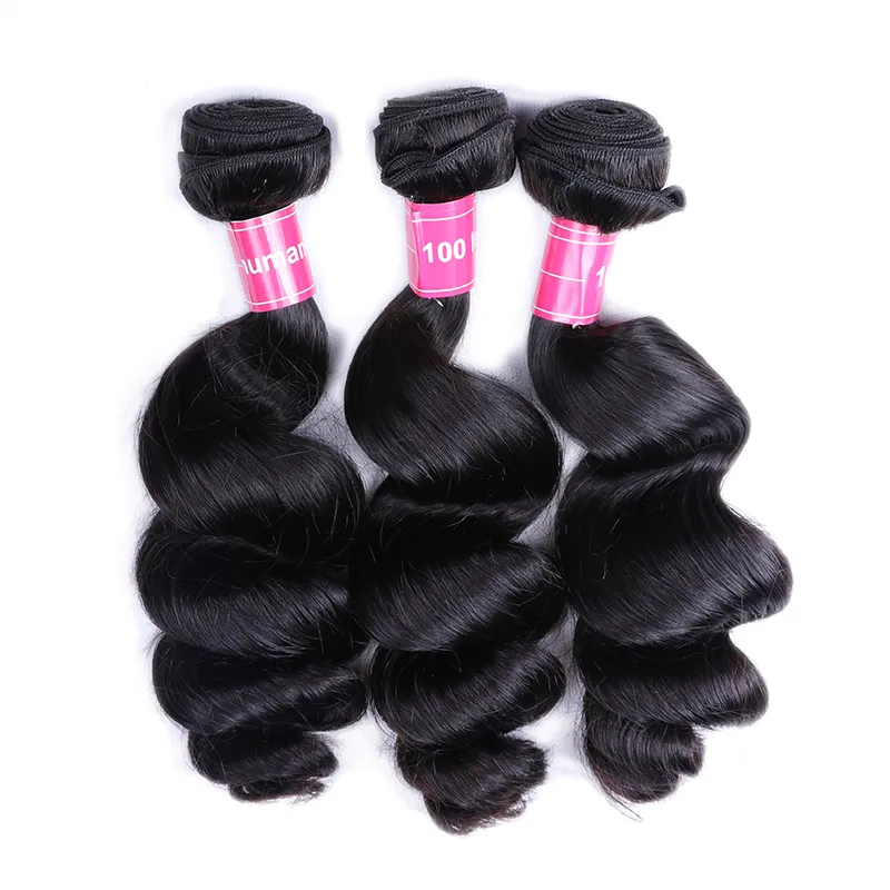 Sterly Hair 3 Bundles Loose Wave Virgin Hair with 4×4 Transparent Lace Closure