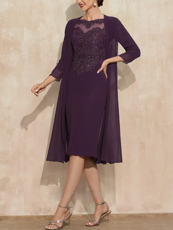 Chiffon Lace Beaded Mother of the Bride Dress