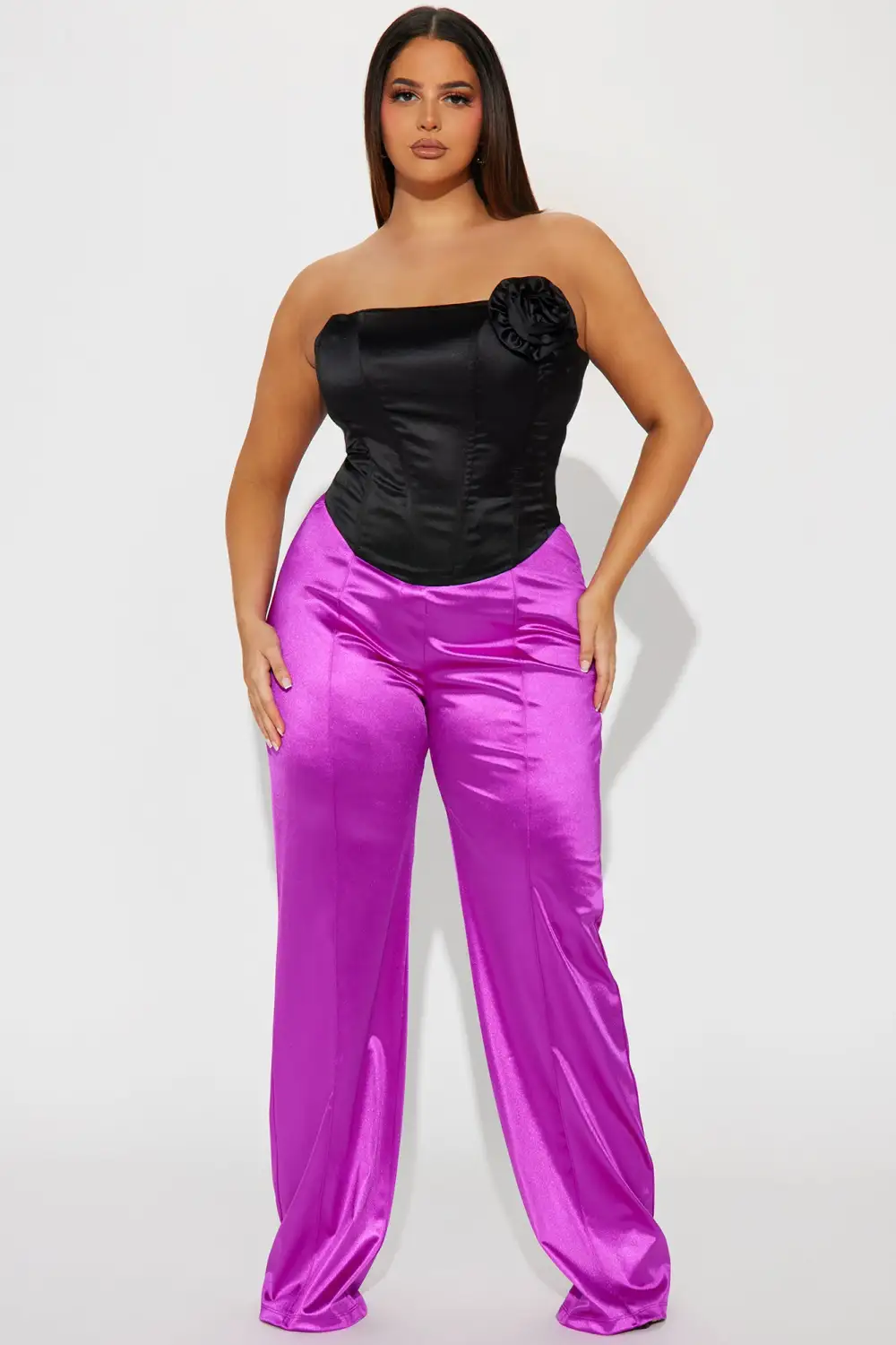 Home Grown Satin Corset Top - Black