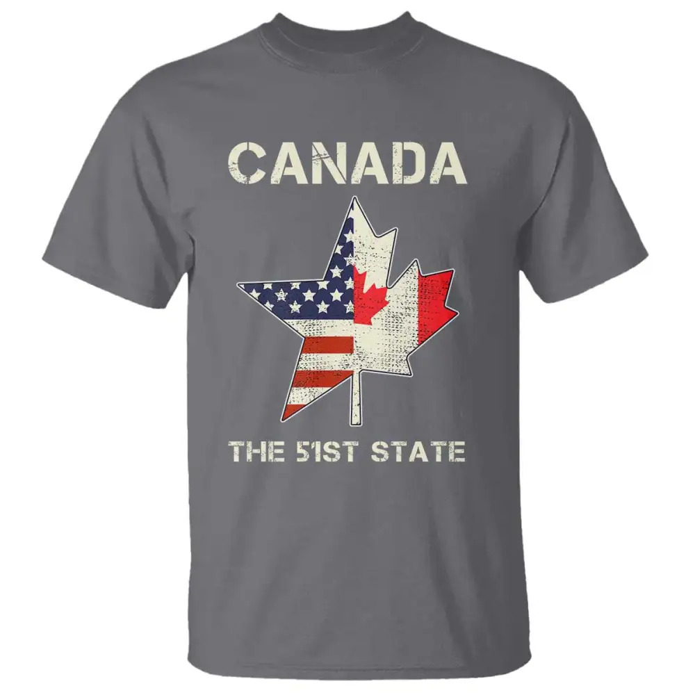 Canada The 51st State T Shirt Maple Canadian American Flag TS09