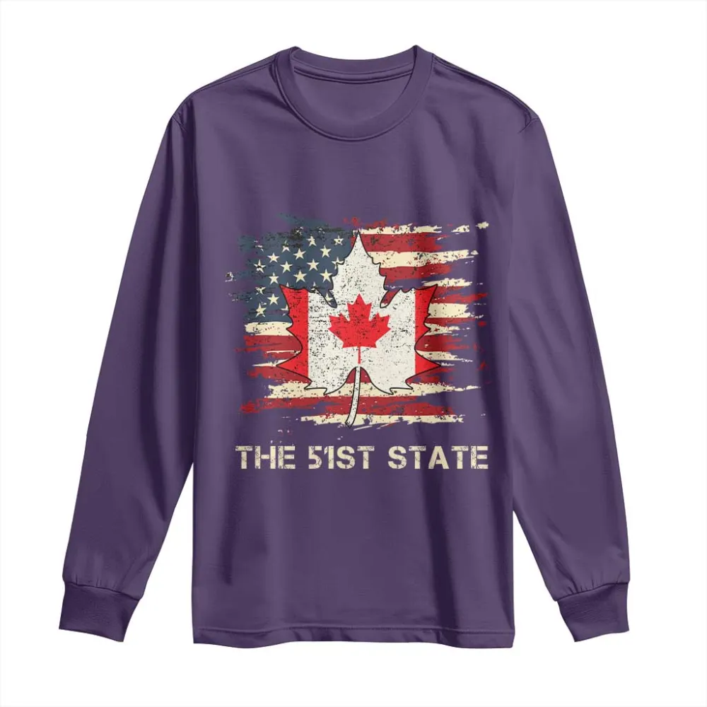 Canada The 51st State Long Sleeve Shirt Canadian Maple American Flag TS09