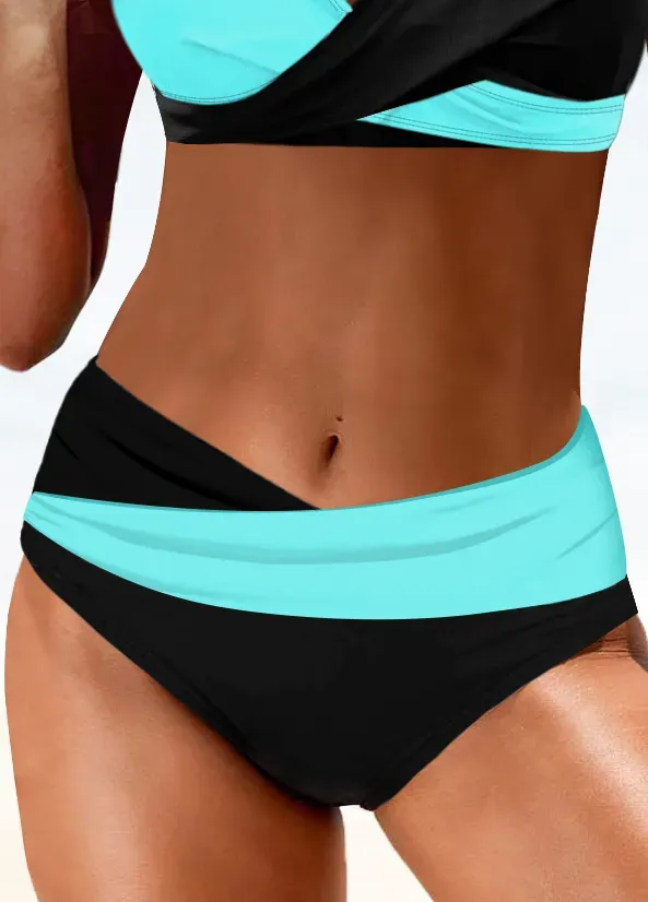 Tie Back Black Contrast Bikini Top