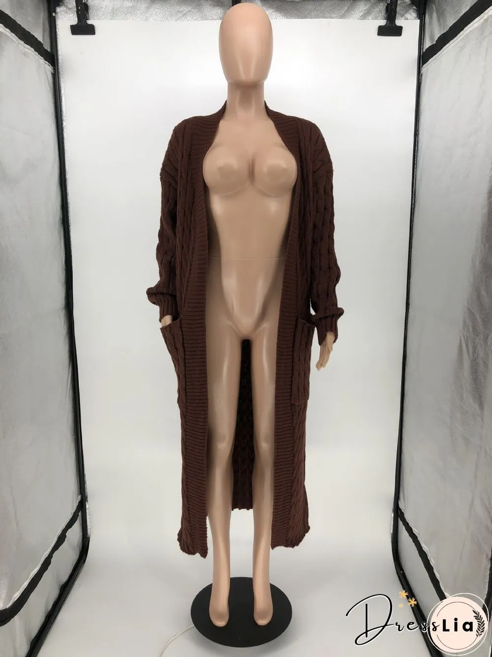 Winter Crochet Loose Long Twist Sweater Cardigan