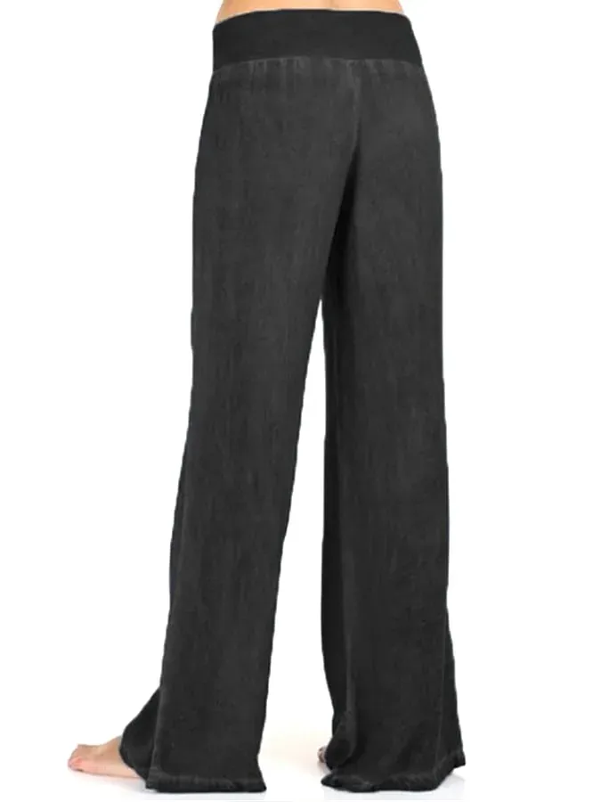 Women's Comfortable Stretch Denim Casual Wide Leg Pants