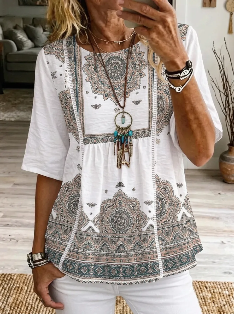 Women's Nashville Boho Mandala Printed Top
