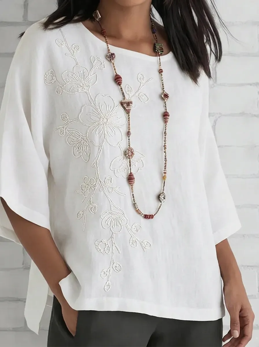 Women's Nashville Floral Embroidered Printed Top