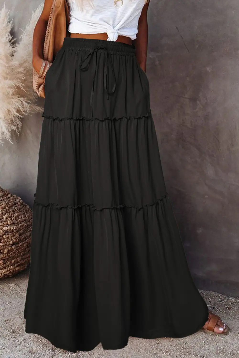 Maxi High Waist Tiered Skirt