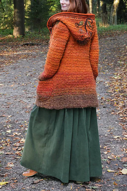 Women Long Sleeve Plus Size Orange Amber Outwear