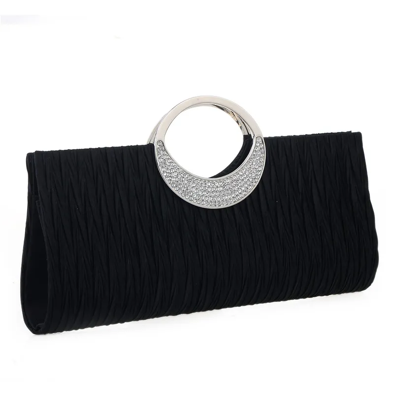 Women's pleated hand-carved evening bag with diamonds