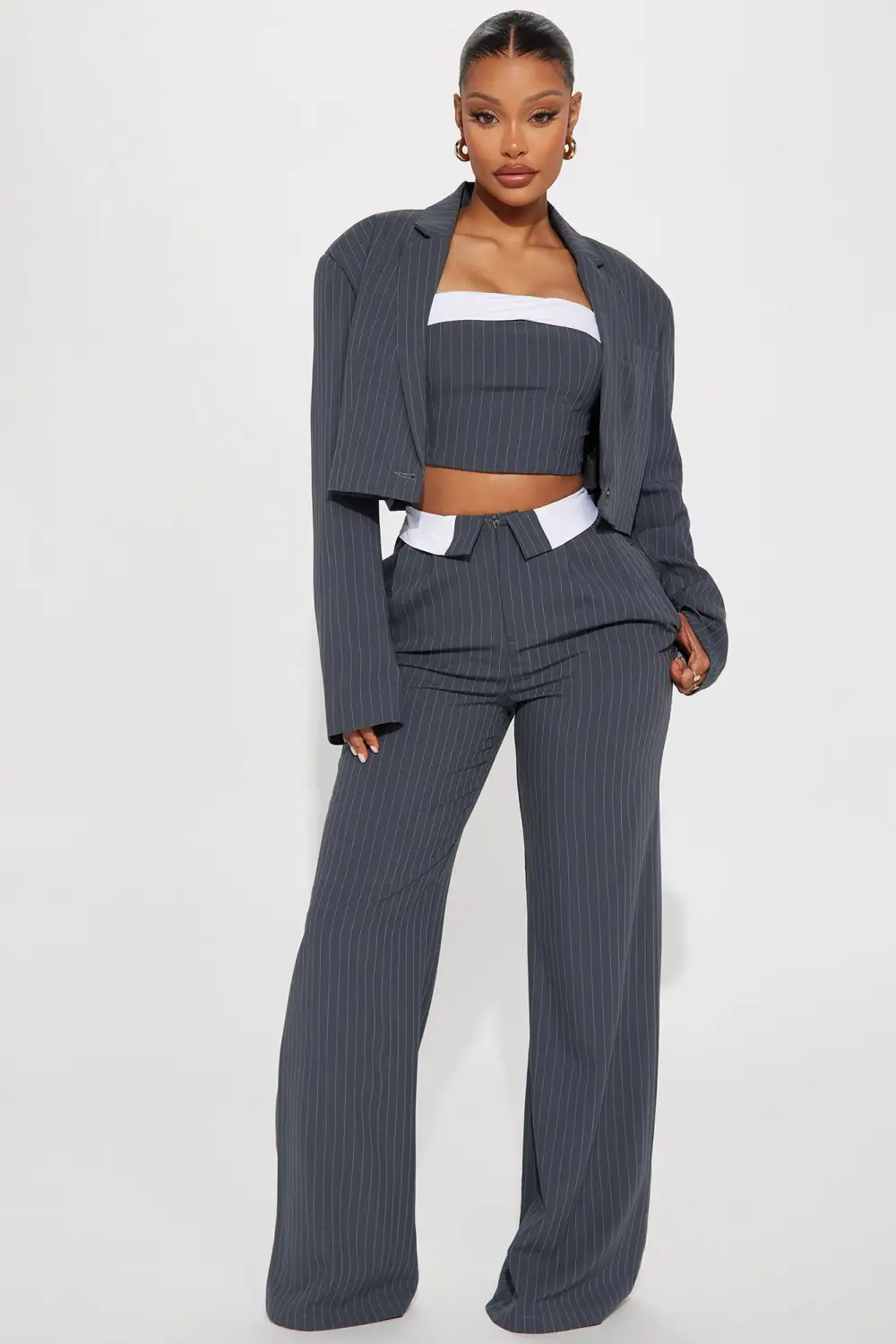 It Girl 3 Piece Pant Set - Grey