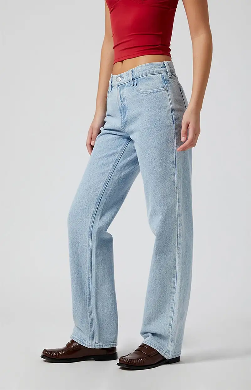 PacSun Jordyn Low Rise Straight Leg Jeans Light Indigo