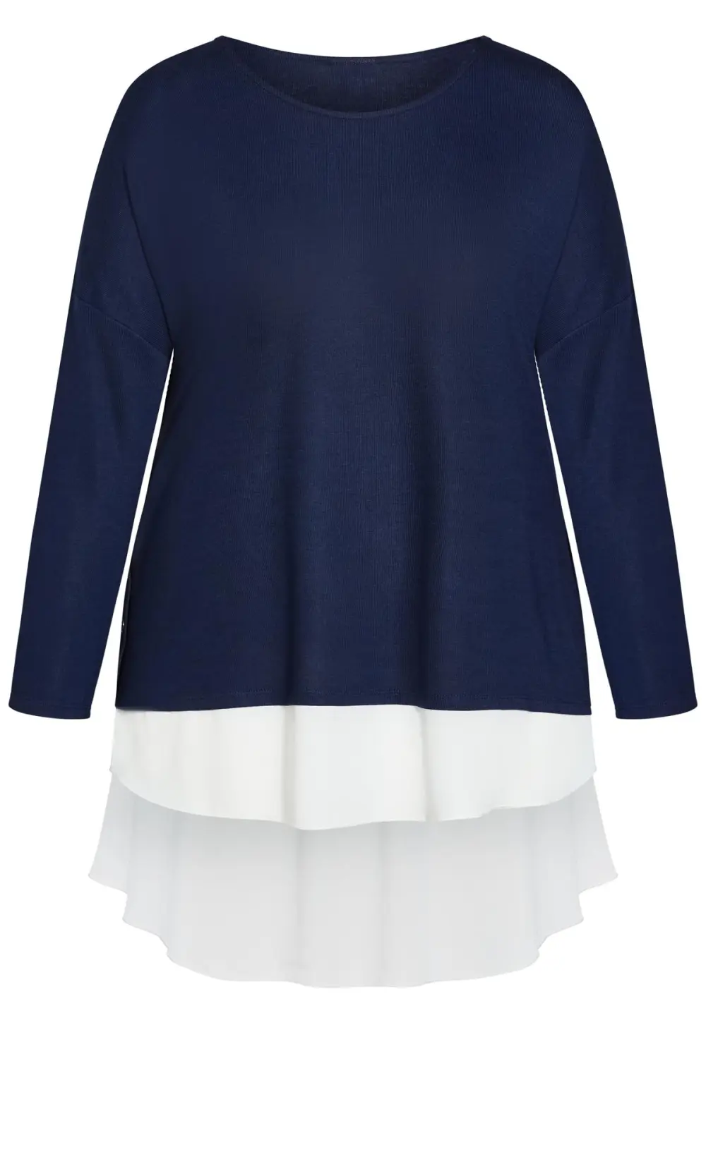 Evans Navy Blue Button Detail Knitted Top