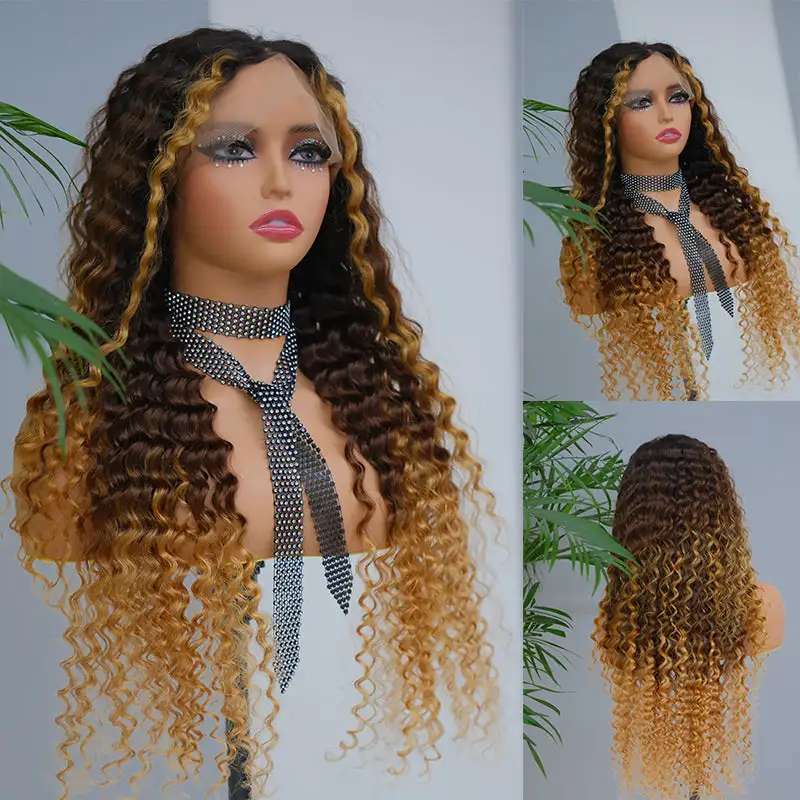 Flash Sale |  Beyonce Inspired Bigekane Recommend Ombre 16-34 Inches Deep Wave 13x6 Full Frontal Human Hair Wig