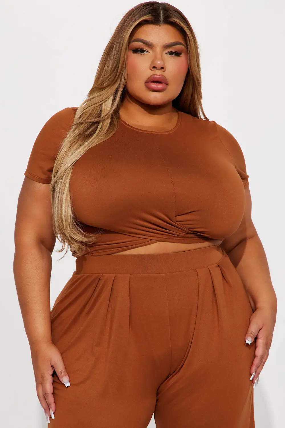 Casually Chic Wide Leg Pant Set - Mocha