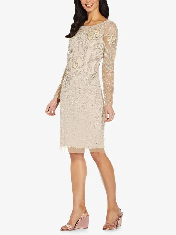 sequined lace minimalist reception women's dress