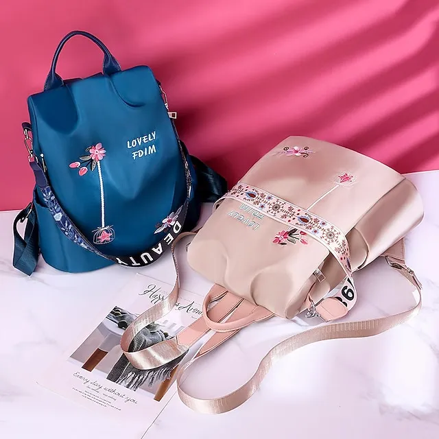 Women's Shoulder Bag Oxford Cloth Daily Holiday Zipper Adjustable Large Capacity Waterproof Folk Black Blue khaki