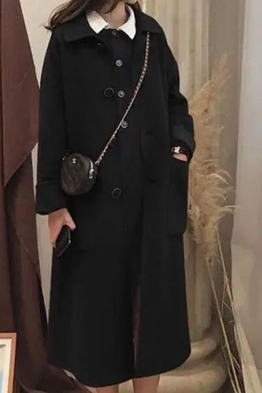 Solid Hepburn Single-Breasted Coat