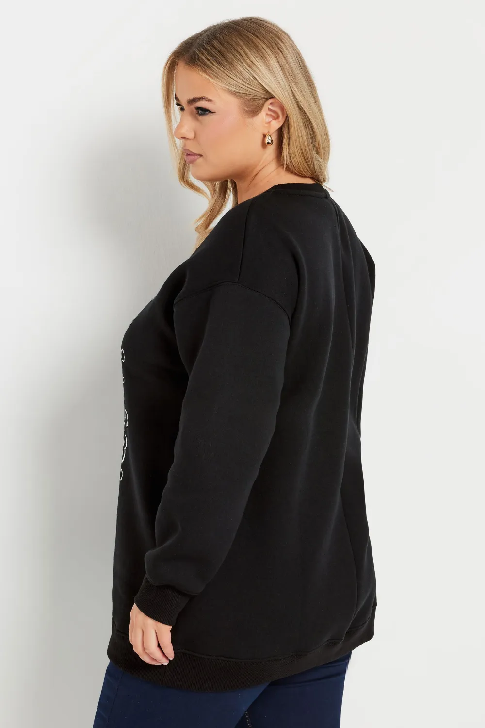 YOURS Curve Black 'Merry Christmas' Cat Graphic Sweatshirt