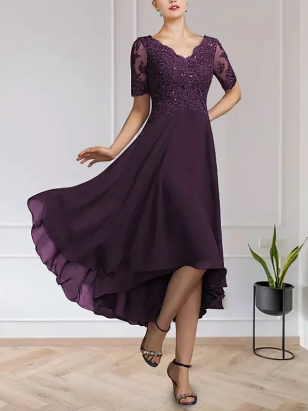 Chiffon Sequin Simple Temperament Wedding Mother-of-the-Bride Dress