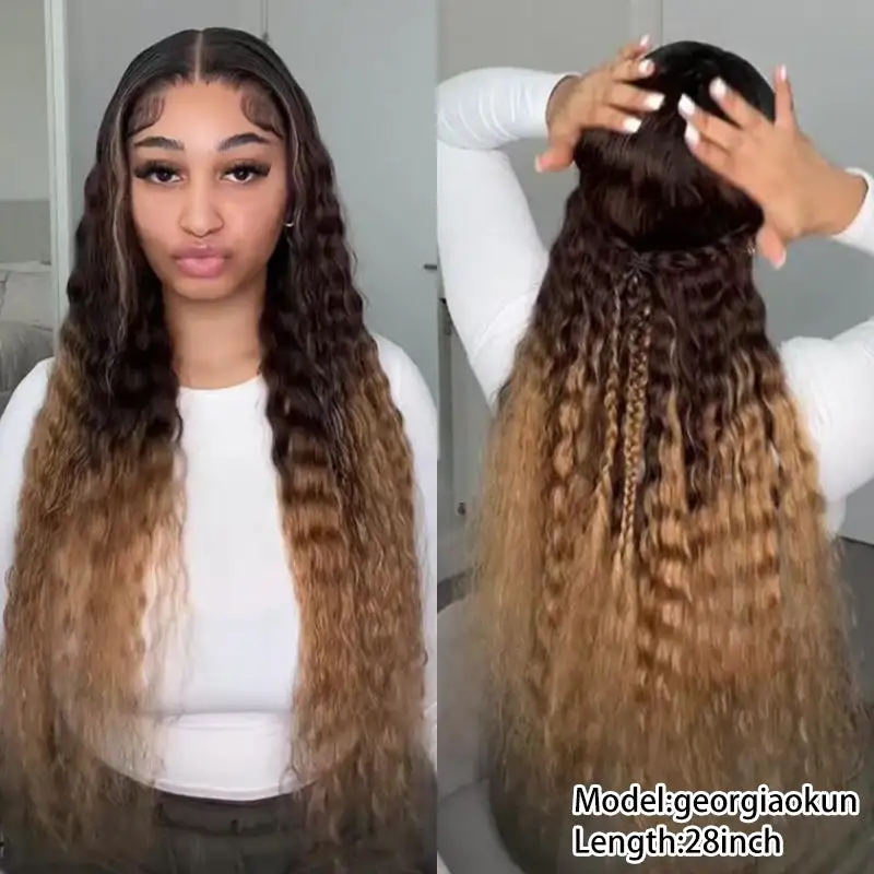 Flash Sale |  Beyonce Inspired Bigekane Recommend Ombre 16-34 Inches Deep Wave 13x6 Full Frontal Human Hair Wig