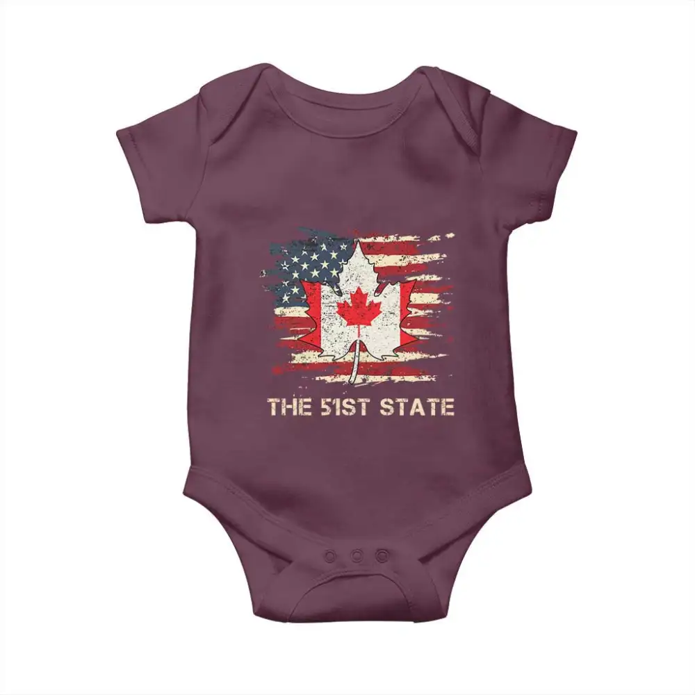 Canada The 51st State Baby Onesie Canadian Maple American Flag TS09