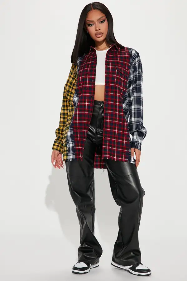 I Wanna Know Plaid Tunic - Red/combo