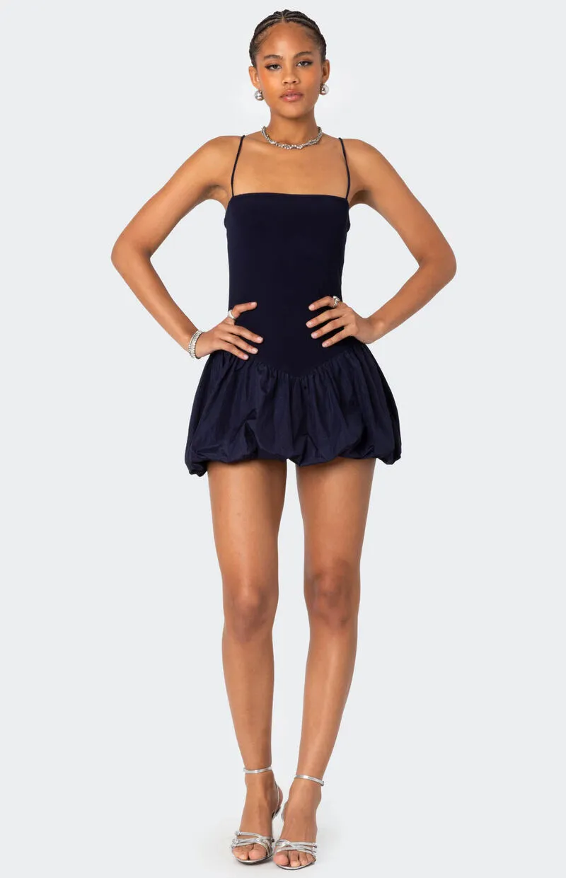 Edikted Ribbed Bubble Skirt Mini Dress