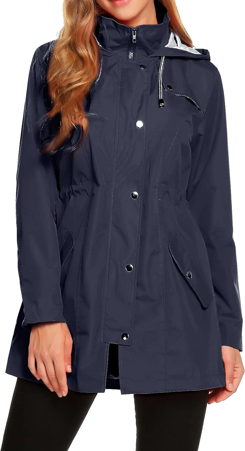 Womens Lightweight Hooded Waterproof Active Outdoor Rain Jacket S-XXL