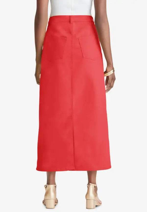 True Fit Stretch Denim Midi Skirt