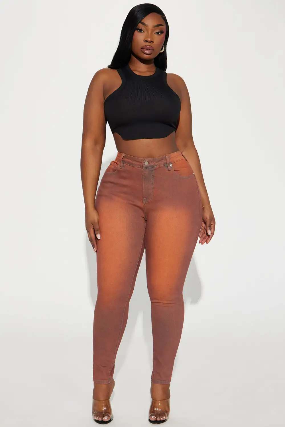 Hampton Tinted High Stretch Skinny Jeans - Orange