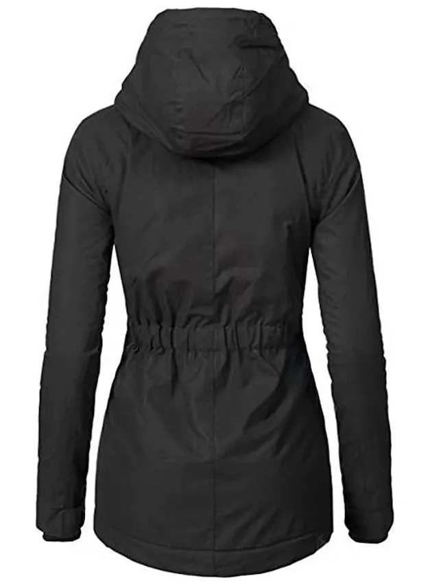 Women's Parka Street Fall Winter Puffer Jacket Long Coat Windproof Warm 3 in 1 Loose Casual Sports Jacket Long Sleeve Solid Color Zipper Purple Blushing Pink Waterpoof Daily Wear Down Parkas  Lined