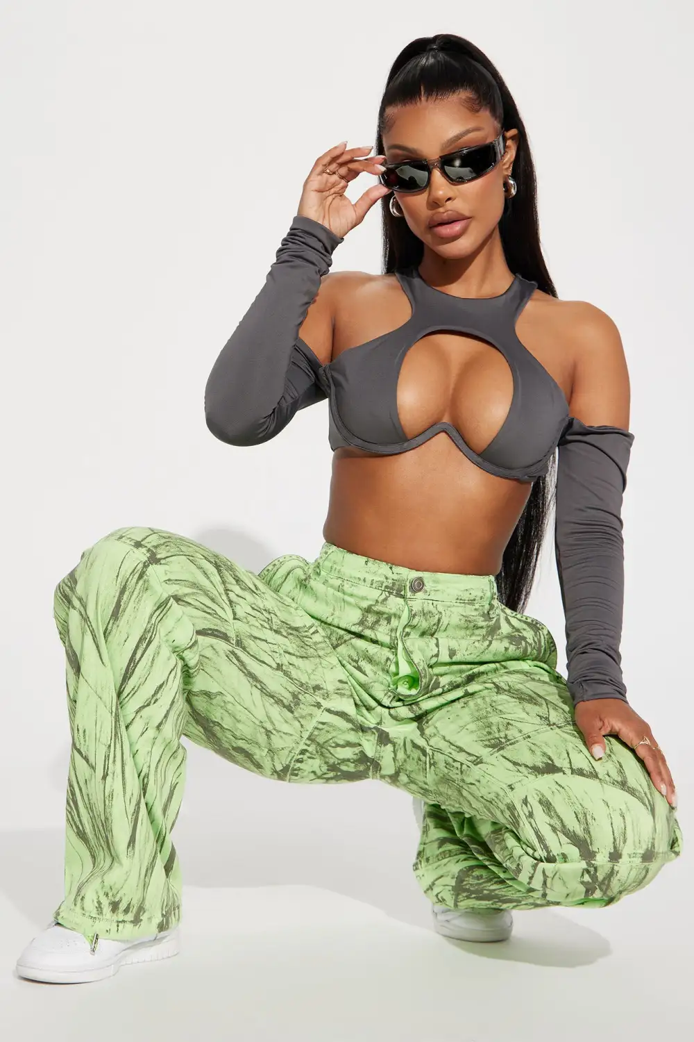 No Photos Cut Out Top - Charcoal