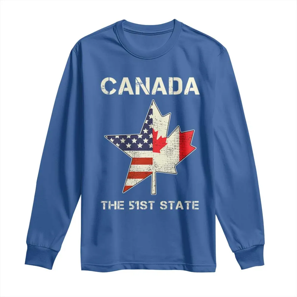 Canada The 51st State Long Sleeve Shirt Maple Canadian American Flag TS09