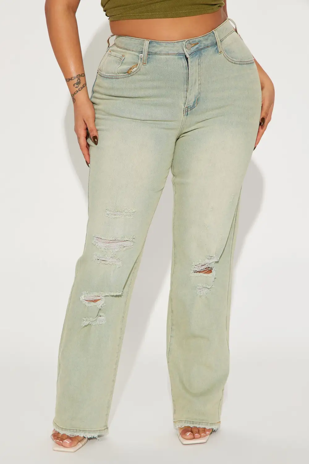 Off Topic Tinted Baggy Straight Leg Jeans - Vintage Wash