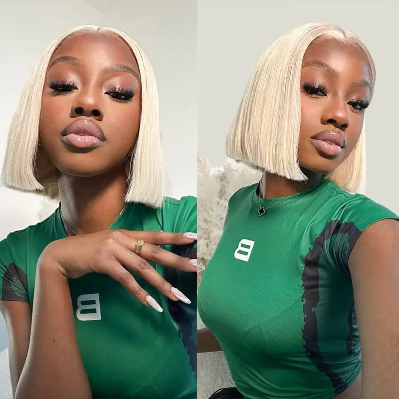 #613 Blonde Straight Bob Wig 13x6 HD Lace Human Hair Wigs