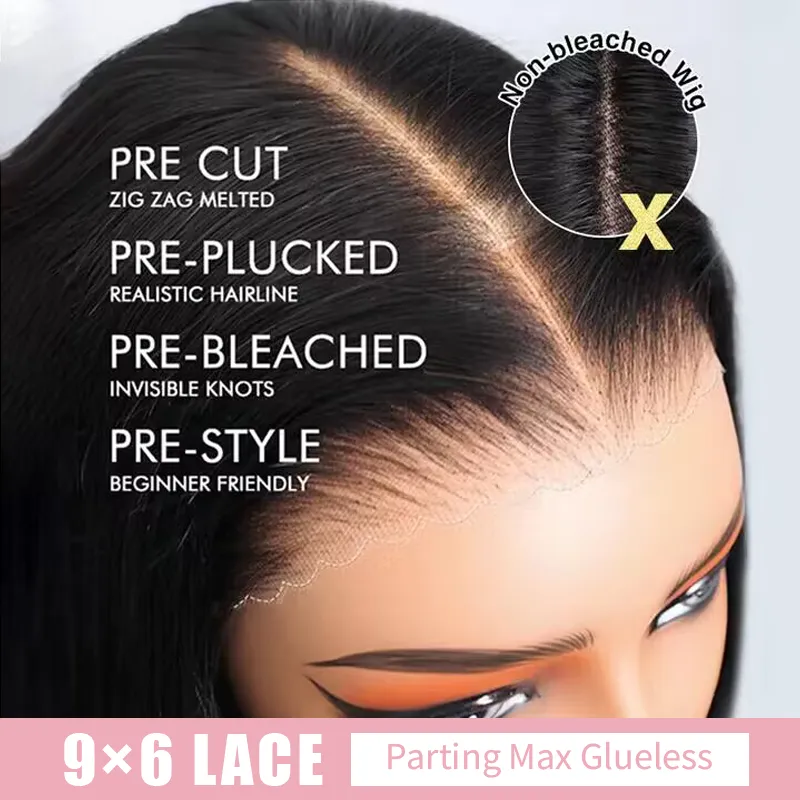 Parting Max 9x6 Glueless Wig #1 Jet Black Loose Deep Wave Wig Pre Plucked & Bleached Ready to Go