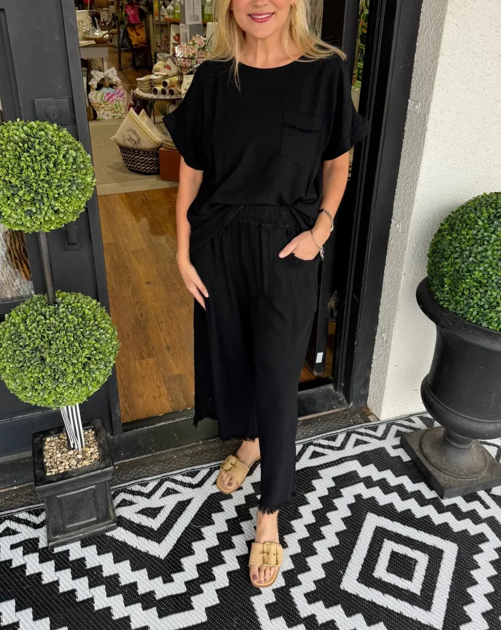 Women'S Casual Solid Cotton Linen Lounge Set