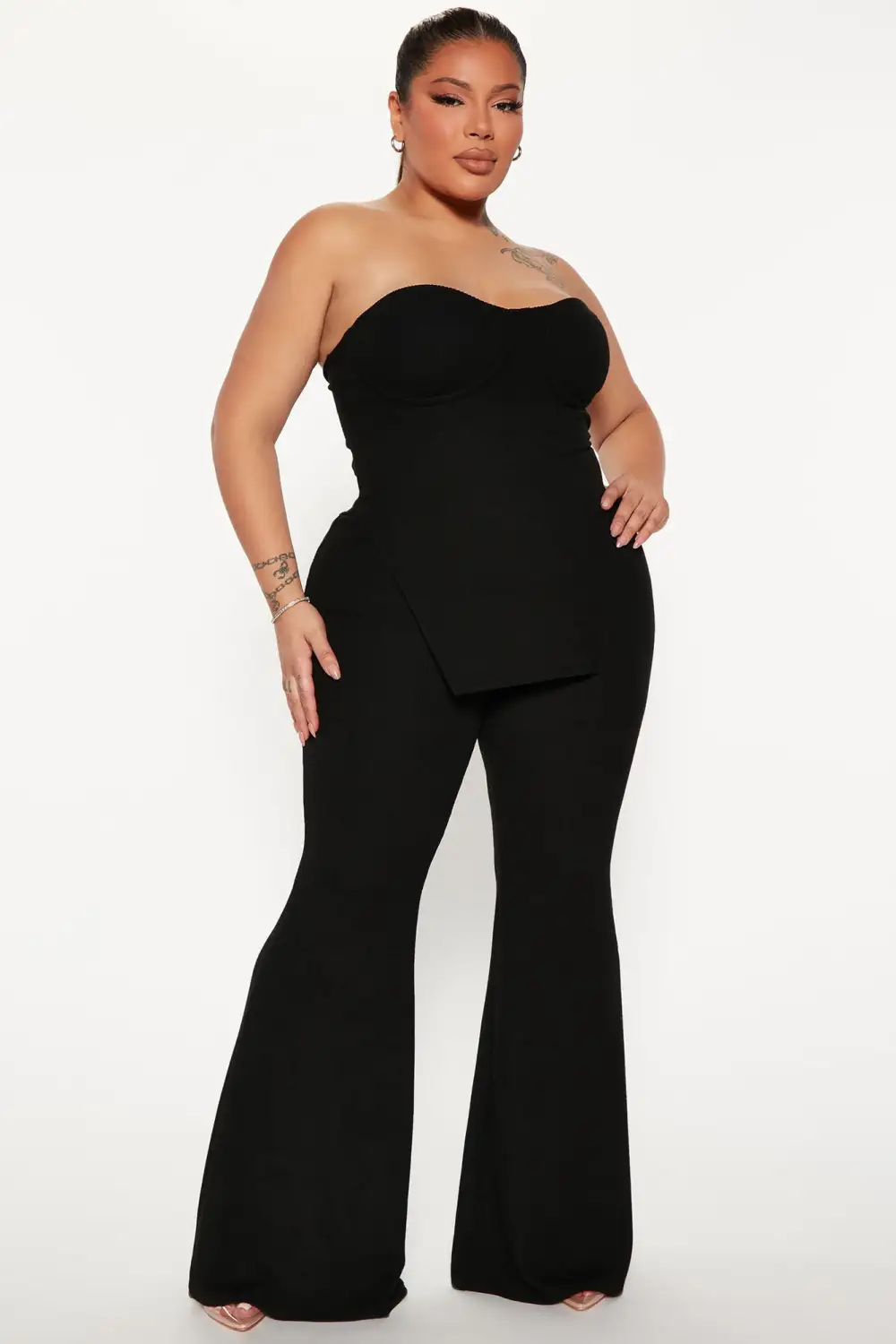 Call My Name Ribbed Pant Set - Black