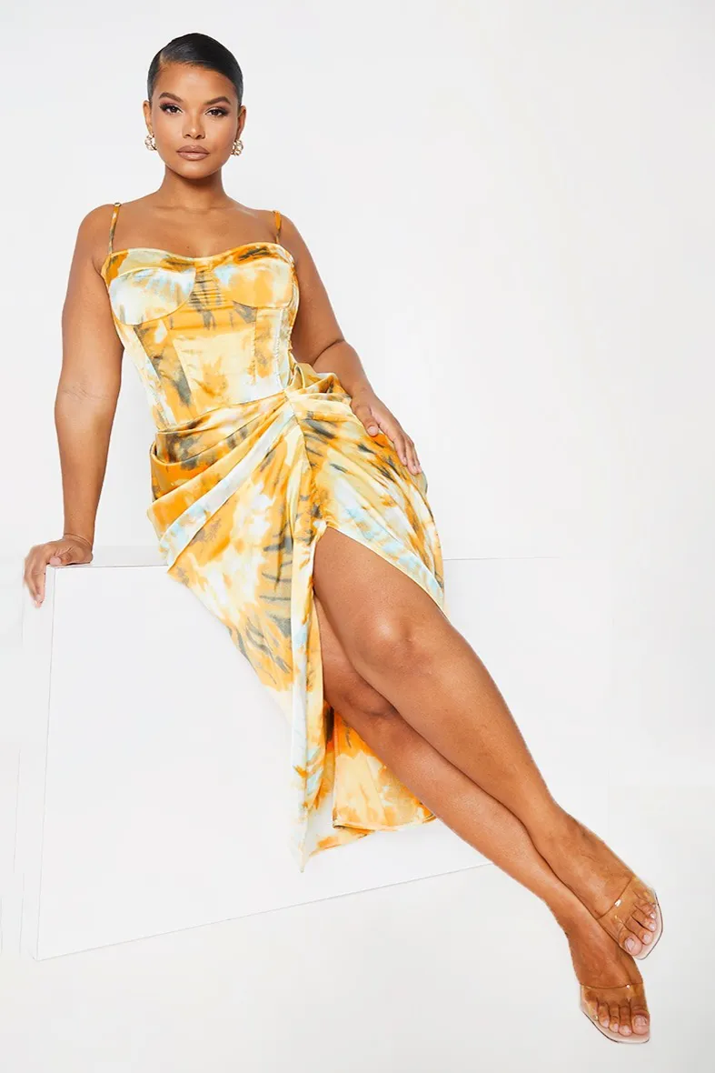 Fiona Floral Midi Dress - Yellow/combo