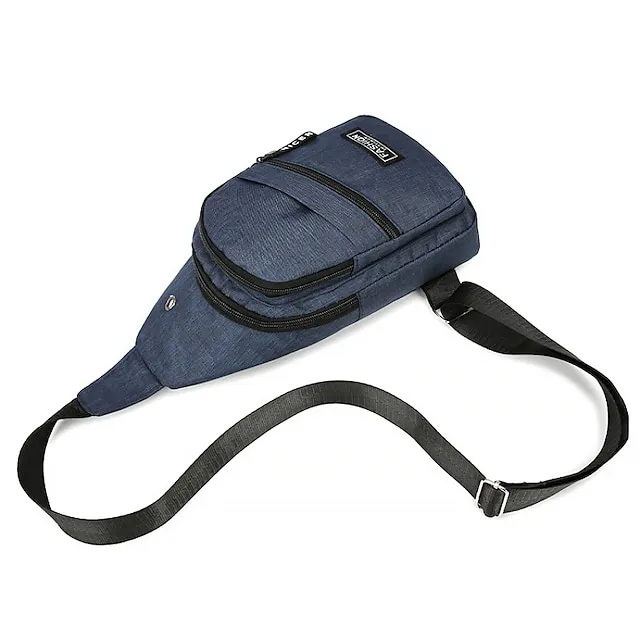 Men's Crossbody Bag Shoulder Bag Chest Bag Oxford Cloth Outdoor Daily Holiday Zipper Large Capacity Lightweight Durable Solid Color Black Blue Grey