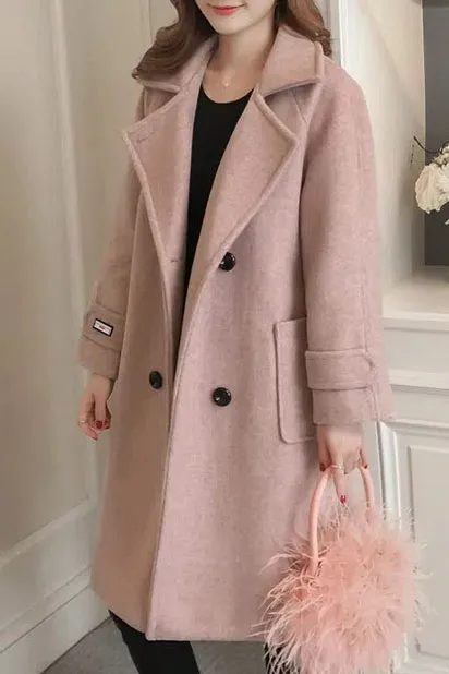 Faux Woolen Double Face Lapel Coat
