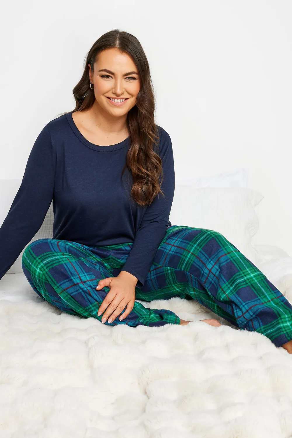 YOURS Curve Red Tartan Print Pyjama Bottoms