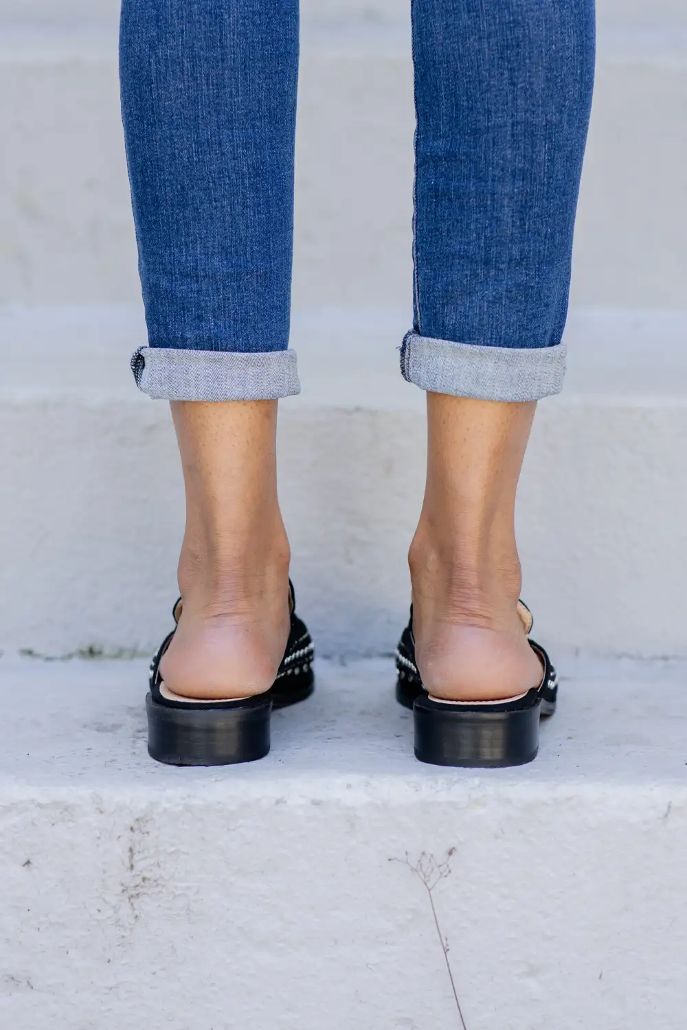 Go The Extra Mile Black Studded Mules