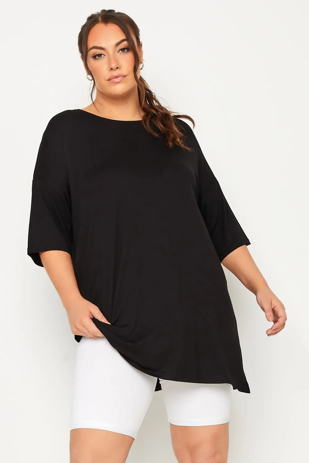 YOURS FOR GOOD Curve Black Essential Cotton Stretch Cycling Shorts